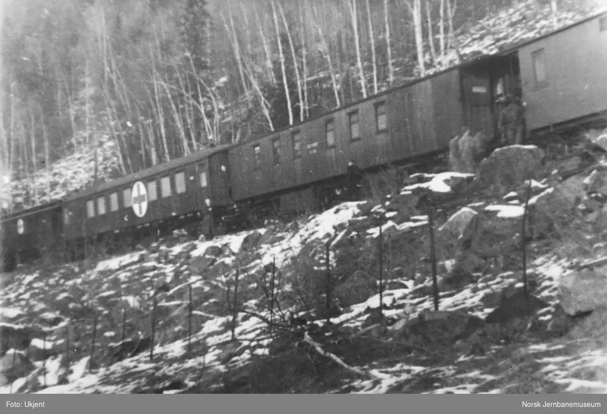 Togulykken ved Hjuksebø 15. november 1950 - redskapstog med sanitetsvogn