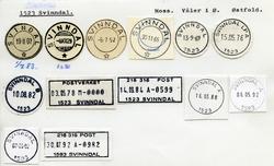 Stempelkatalog  1523 Svinndal, Våler kommune, Østfold