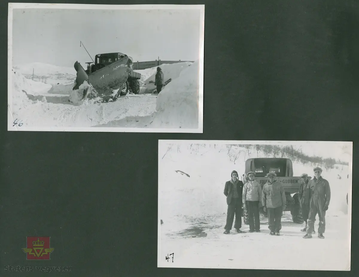 FWD lastebilen "Filefjell-Gubben" ble innkjøpt av JVB  i 1936. Den til da kraftigste i landet. Vegfolk kom da også fra fjern og nær for å bivåne brøytingen, og for å se og lære. Etter en tøff vinter 1936-1937 mottok Colbjørnsen brev fra A/S Jotunheimen og Valdresruten Bilselskap  30.04.1937, hvor de sier seg meget fornøyd med bilen de kjøpte før jul i 1936. Jf. boka "Familiefirmaet-utenom allfarvei/2000 Årsboken." Colbjørnsen & Co A/S. 
 "A/S Jotunheimen og Valdresruten Bilselskap (JVB) ble etablert i 1919 og har vært selve livsnerven gjennom Valdresbygdene. "Filefjell-Gubben" ble satt inn i arbeidet med å holde Filefjellvegen oppe. Med felles innsats og arbeid fra Staten og selskapets side, lykkes det å holde Filefjellvegen farbar for vintertrafikk vinteren 1936-1937, den første fjellovergang i Norge som var åpen året rundt. " Jf. "JVB. Den spede begynnelse-A/S Jotunheimen og Valdresruten Bilselskap." Personene på bildet er ukjente.