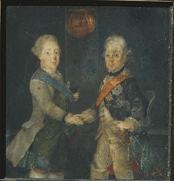 Gustav III som kronprins och Henrik (1762-1802) prins av Preussen, c 1770