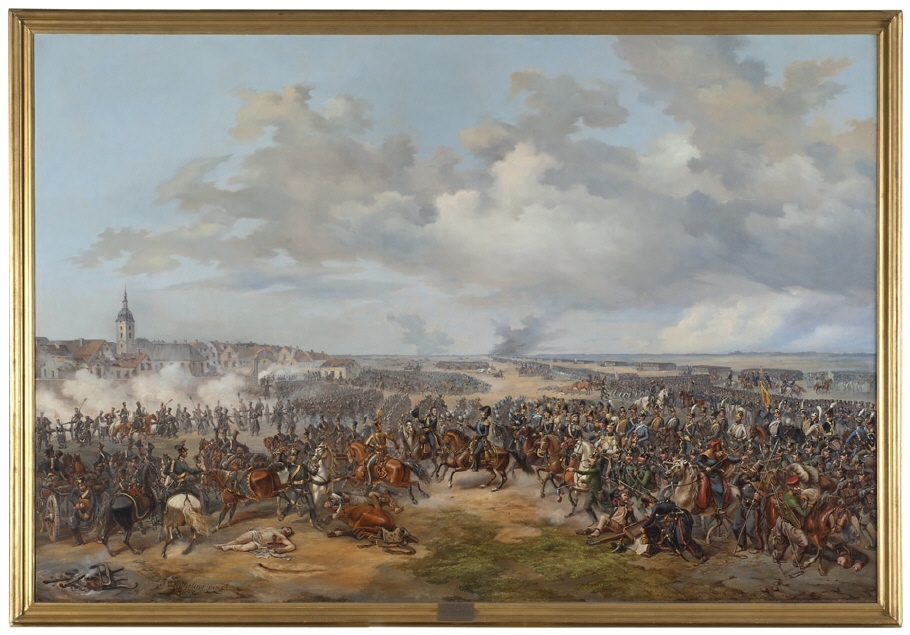 Svenska trupper stormar stadsporten i Leipzig den 19 Oktober 1813