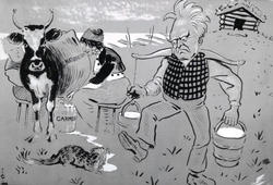 Karikatur av: A) Bjørnson  B) Bjørnson  C) Ibsen  D) Oselio 