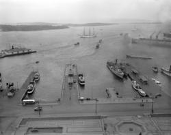 Oslo Havn: Honnørbrygga.I bakgrunnen skimtes Hovedøya, Lindø