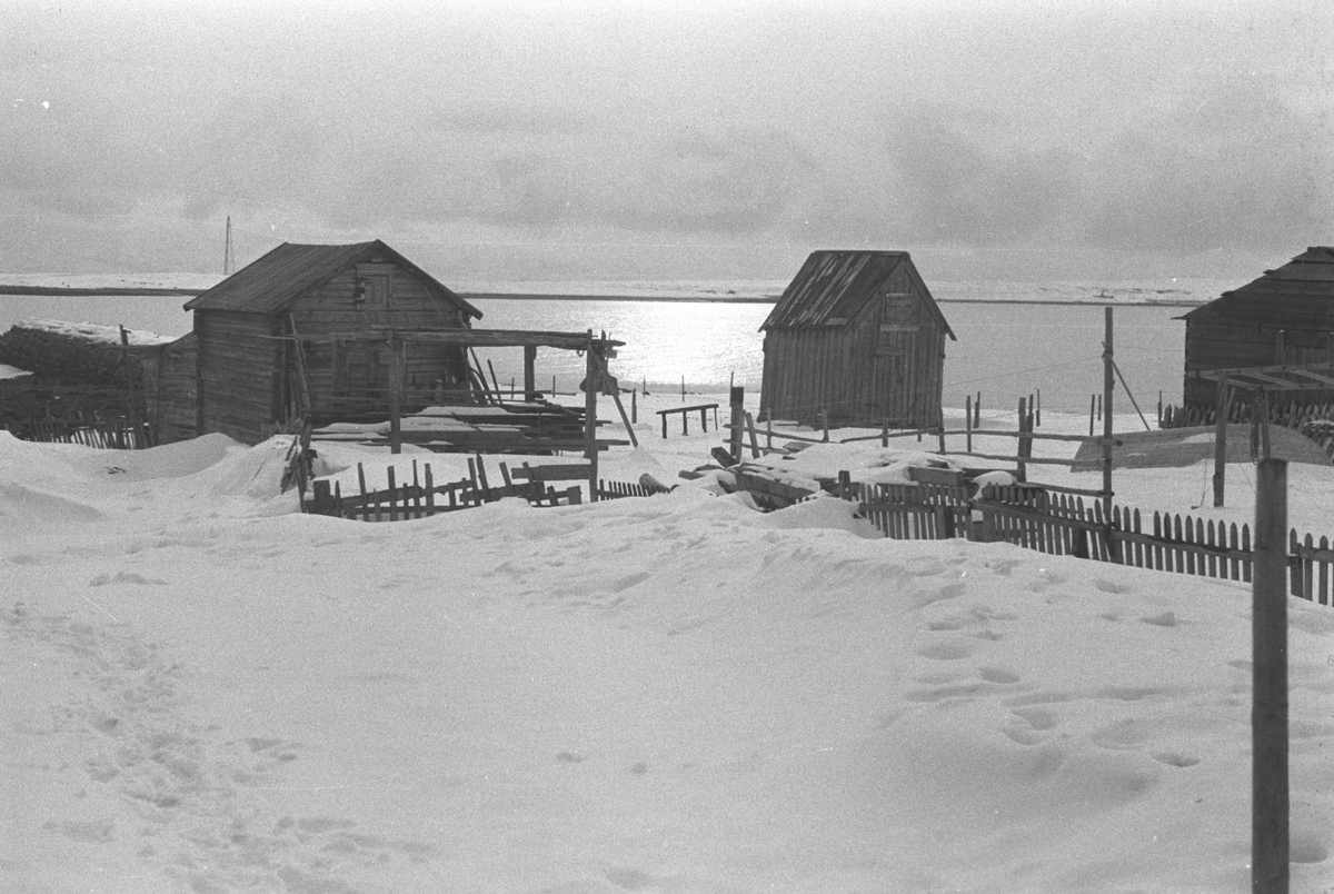 Gjenreisning. Gamle hus i Vadsø. Påske 1947.