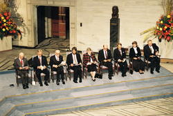 Nobels Fredspris 1995..Dr Joseph Rotblat og dr Francesco Cal