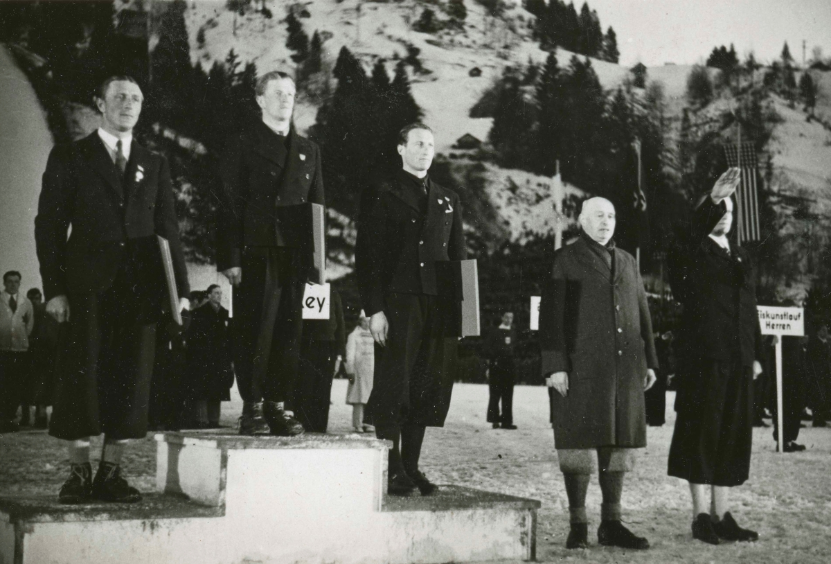 Olympic champions during ceremony at Garmisch