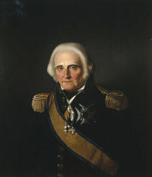 Portrett av Jens S. Fabricius. Mørk uniform, admiralsuniform. En orden festet på uniformen og to i bånd rundt halsen.. Foto/Photo