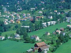 Flyfoto, Lillehammer, Søre Ål.  Helt i forgrunnen Hage gård 