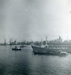 Innseilinga til Antwerpen fotografert fra  MS «Mertainen». R