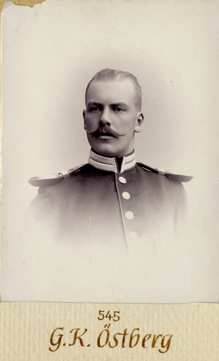 Porträtt av Gustaf Östberg, löjtnant vid Göta livgarde I 2.