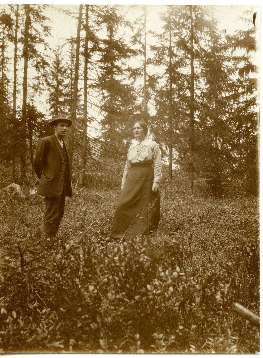 Sigurd og Ragna Islandsmoen i hestvegen ovanfor Islandsmoen, før 1920.