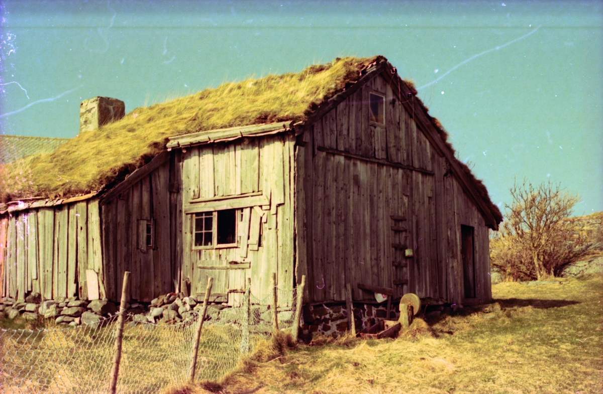Ei gammal stove på Rasmusgarden på Uksnøya i Sandøy kommune. Bilder fra forskjellige vinkler.