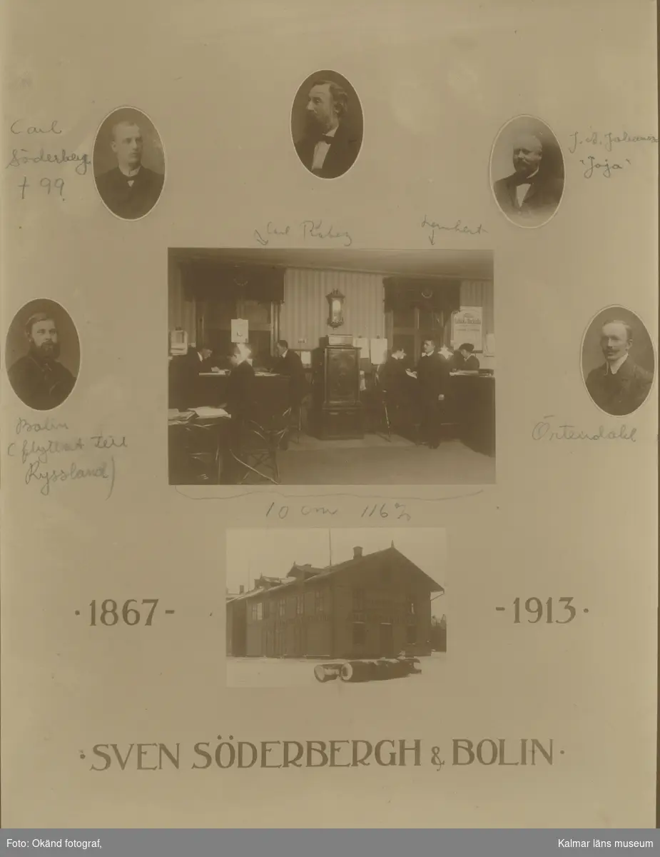Kontorsmiljö och porträtt av personalen på Sven Söderbergh & Bolin.