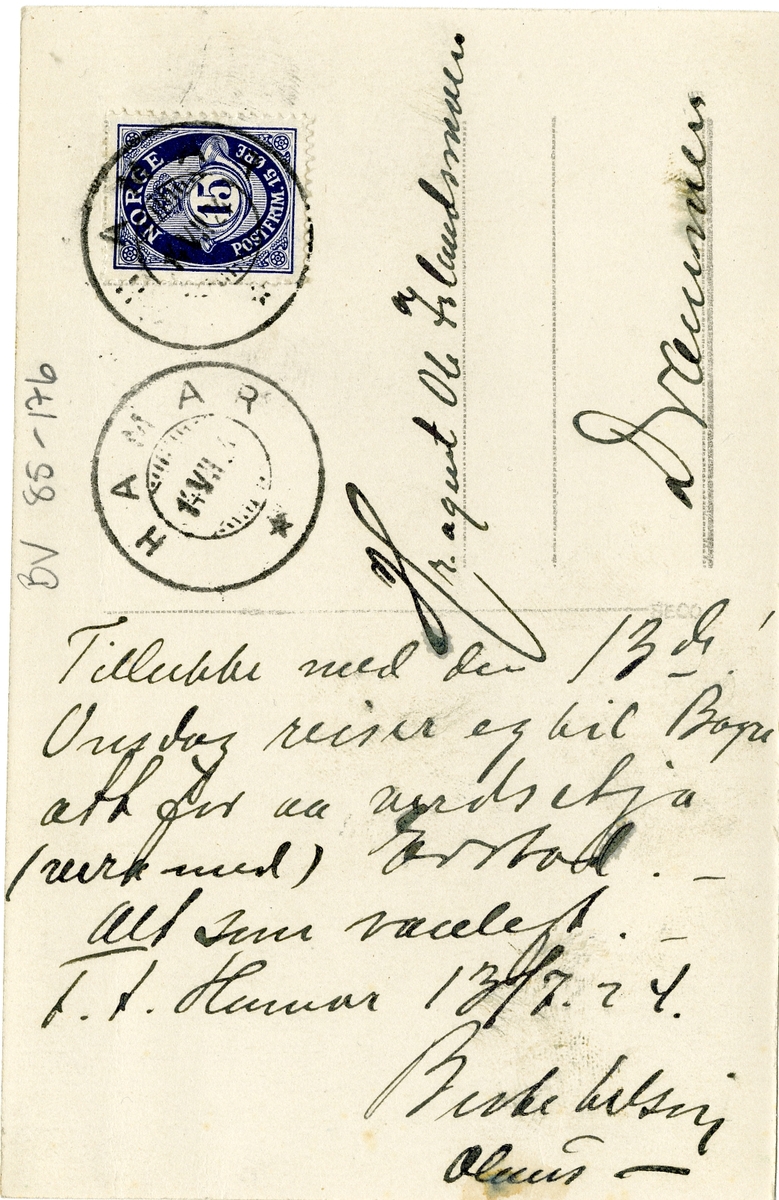 Prospektkort av ein fane, 1923. Til frendar frå Valdres 29.juli 1923.