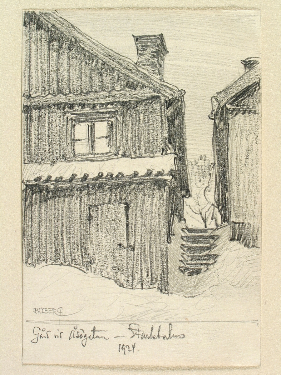 Stockholm, Södermalm, gård vid Åsögatan.Teckning av Ferdinand Boberg.