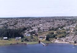Oversiktsbilde av Spjærøy, Hvaler i juli 1967. Skråfoto/flyf