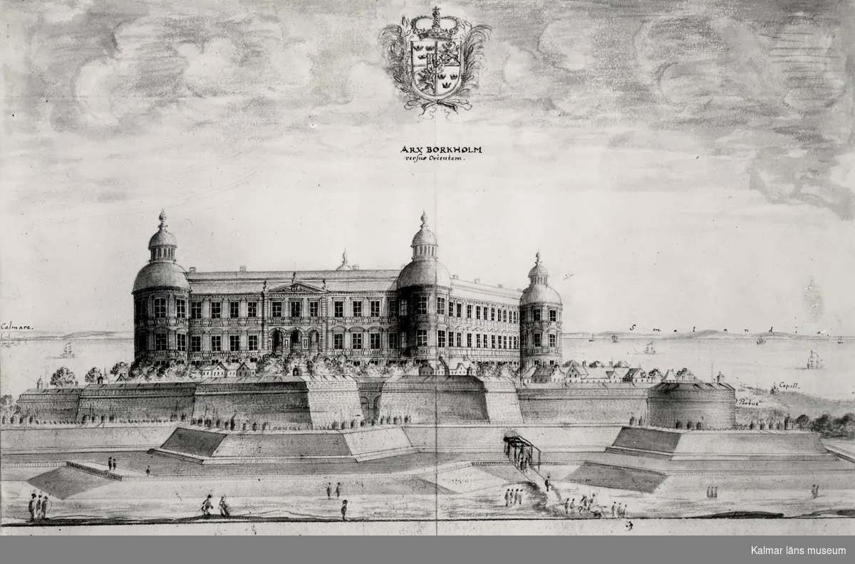 Borgholms slottsruin. Orginalteckning från Suecia Antiqua.