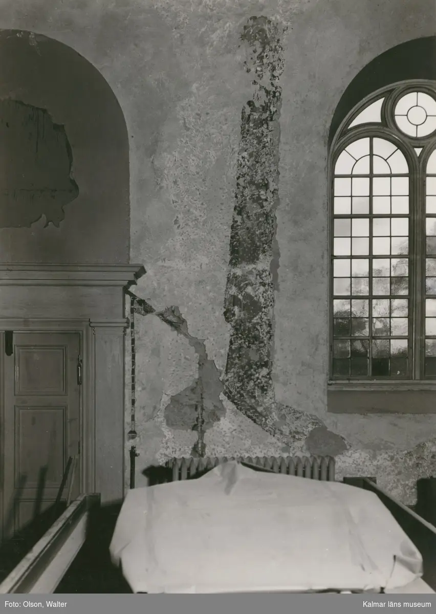Interiör från Ryssby kyrka vid restaureringen 1948.
