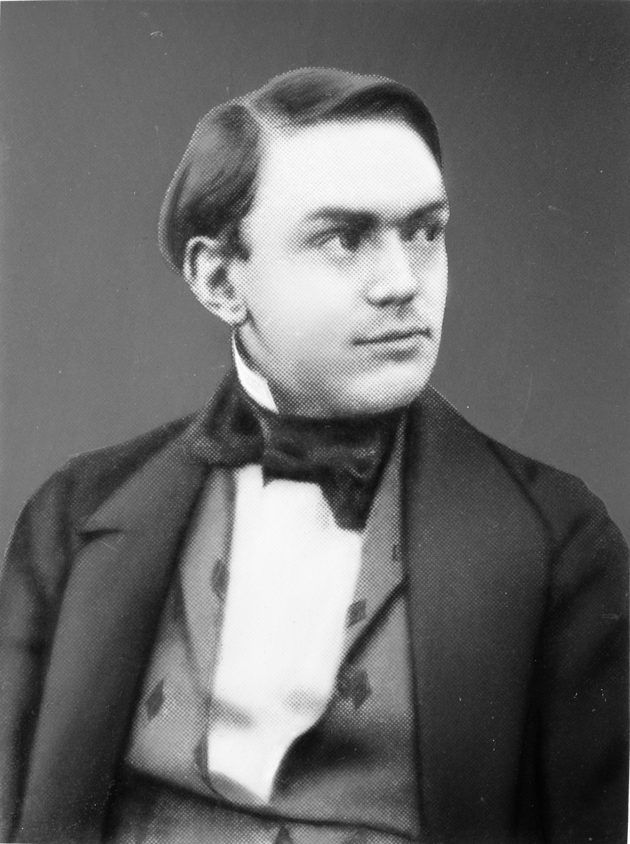 Porträtt av Alfred Nobel 30 år, uppfinnare, industriman och donator (Nobelpriset).