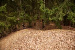 Fra toppen av gravhaugen på Hovinsholmen, Helgøya, Hedmark. 