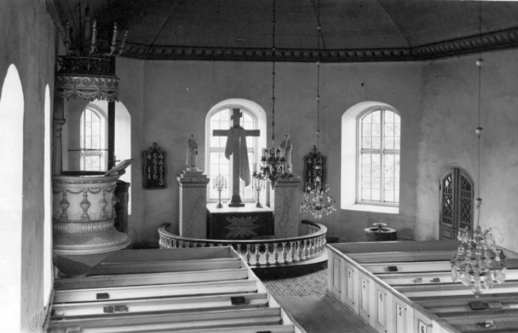 Marbäck sn. 
Kyrkan, interiör.

Foto: Anders Roland. 1920.