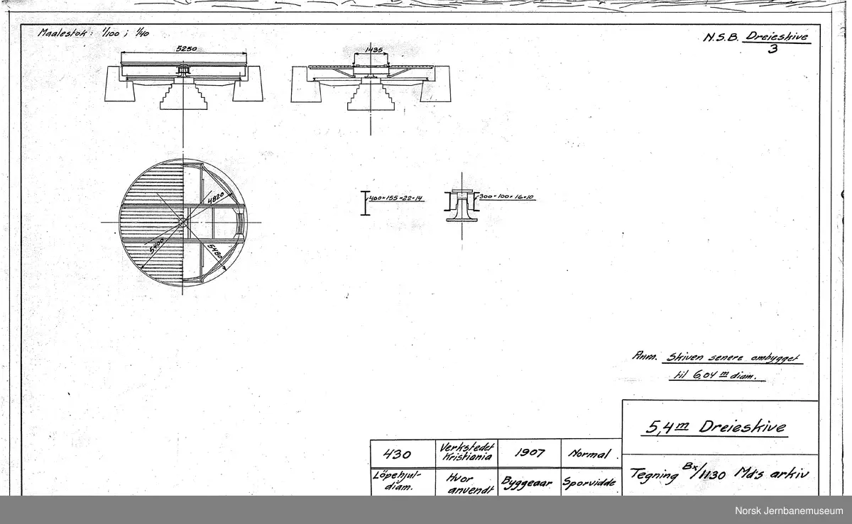 Oversiktstegninger fra NSB Verkstedkontoret
10 tegninger av svingskiver på jernbaneverkstedene