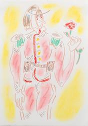 Gardemann med hestehår og rose #2 [Tegning]