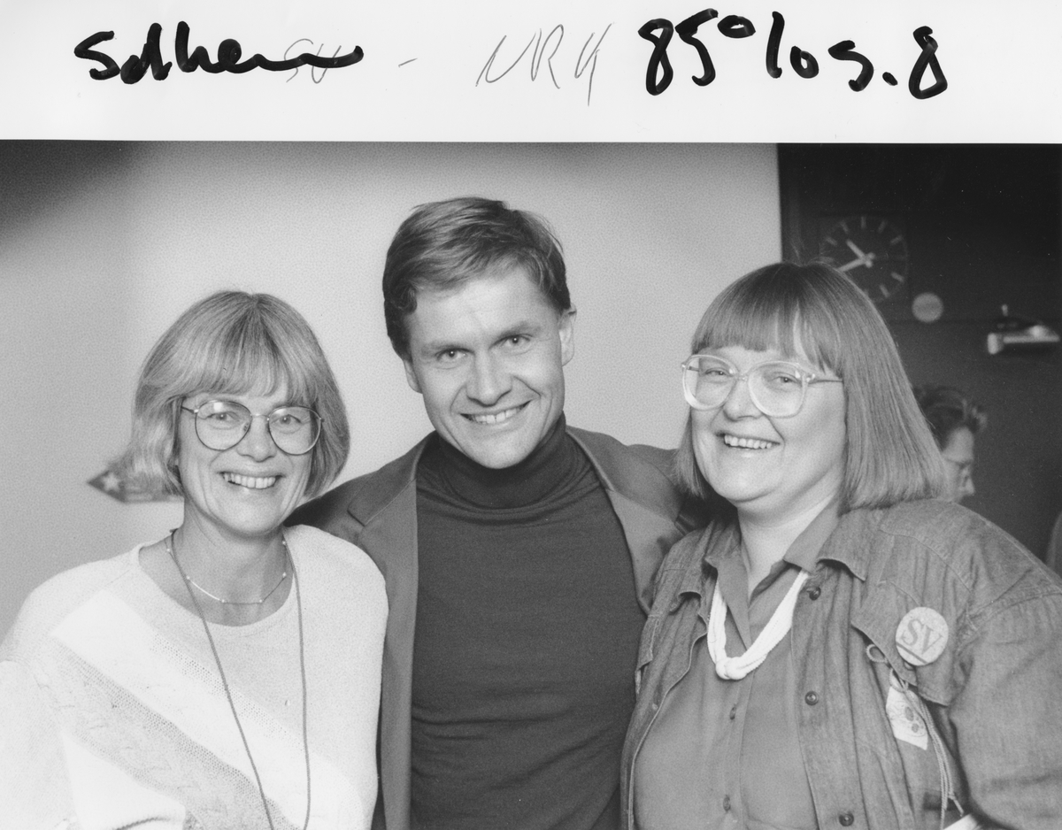 Gruppeportrett av SV-politikere.
Fra venstre: Tora Haug, Erik Solheim og Magnhild Reisæter.