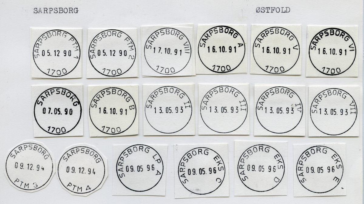 Stempelkatalog  1700 Sarpsborg, Sarpsborg kommune, Østfold