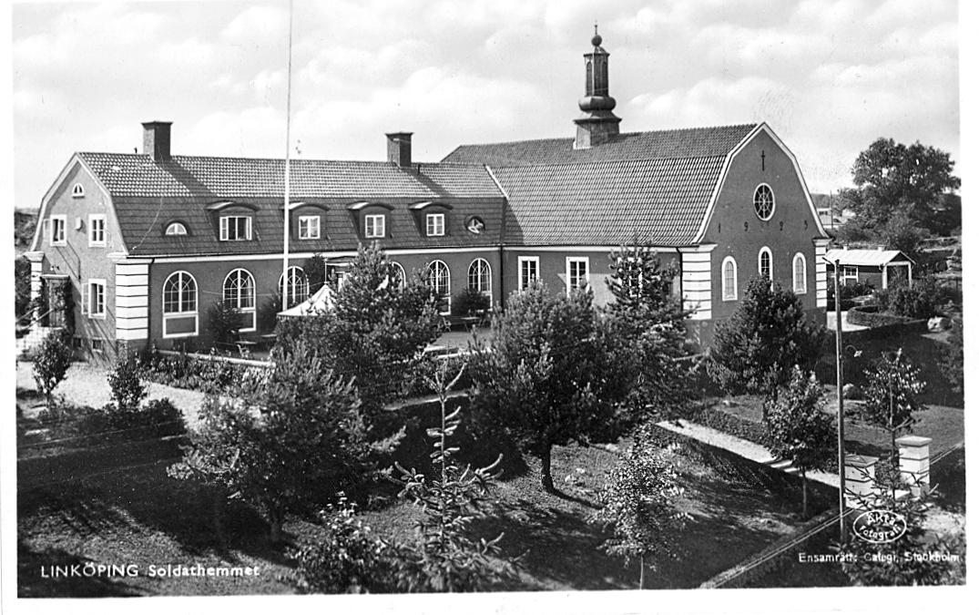 Vykort föreställande Soldathemmet i Linköping.