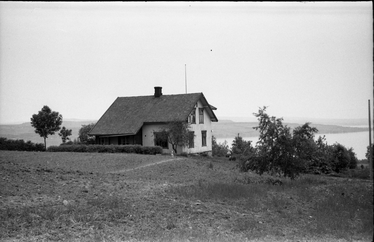 Antatt eiendommen Bakketun i Bjørnsgårdgutua, Østre Toten. Fem bilder, noen med utsikt mot Mjøsa og Helgøya/Nes..