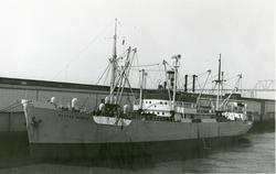 D/S 'Bertha Brøvig' (b.1938) til kai i USA