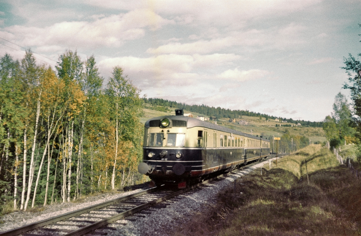 Dovreekspressen mellom Garli og Berkåk stasjoner Dovrebanen. Toget er underveis til Oslo.