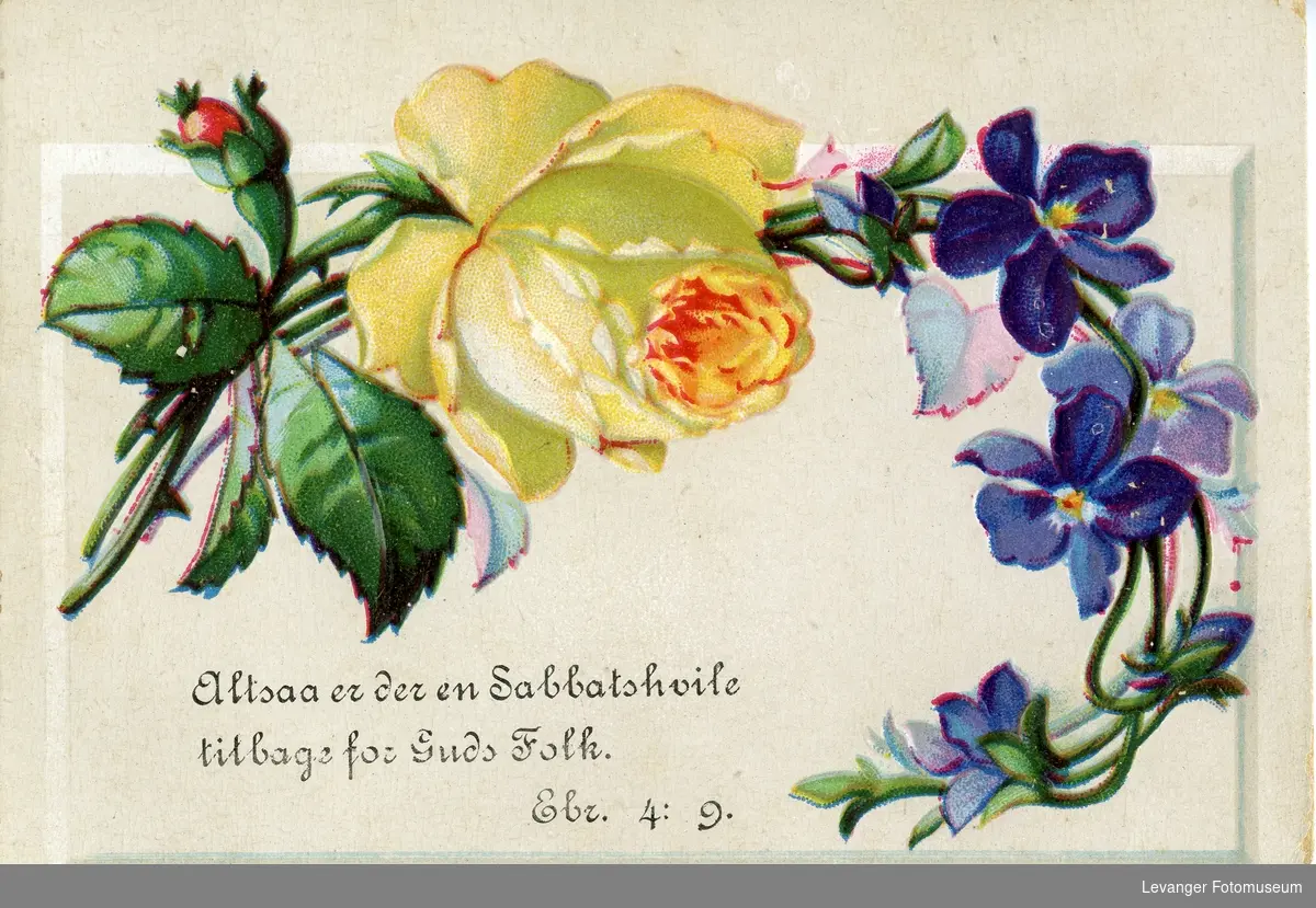 Postkort med blomstermotiv og bibelsitat. - Levanger Fotomuseum ...