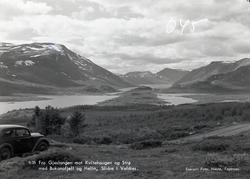 Prospektkort fra Gjeslangen mot Kvitehaugen og Strø.