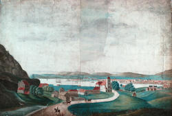 Oslo (Christiania) sett fra Ekebergveien [Gouache]