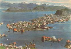 Aspøya sett fra ves. Kolorert postkort.