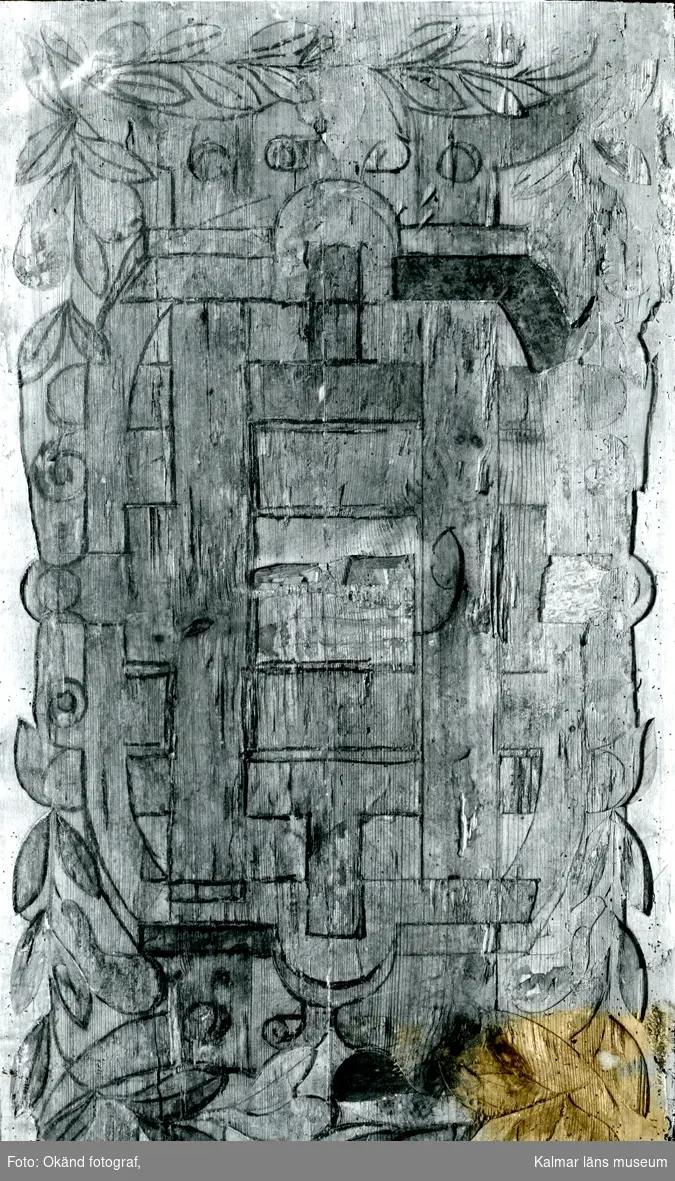 Kalmar slott: Detalj av Kungsmaket panel orginalpannån.
På vissa plåtar har Martin Olsson klistrat eltejp för att markera hur bilden skulle beskäras i boken.