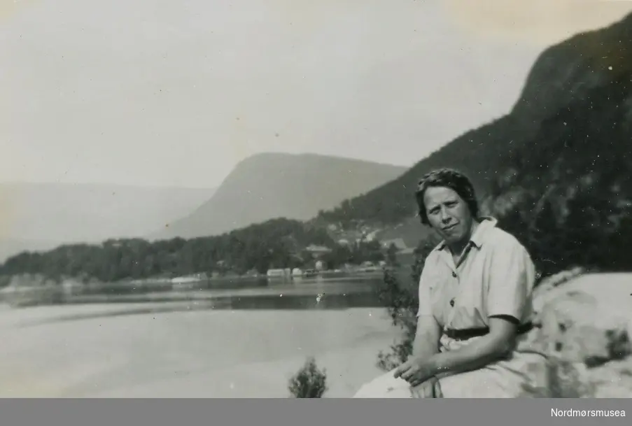 Utsikt fra vegkanten fra Storkammen, Anne, august 1951