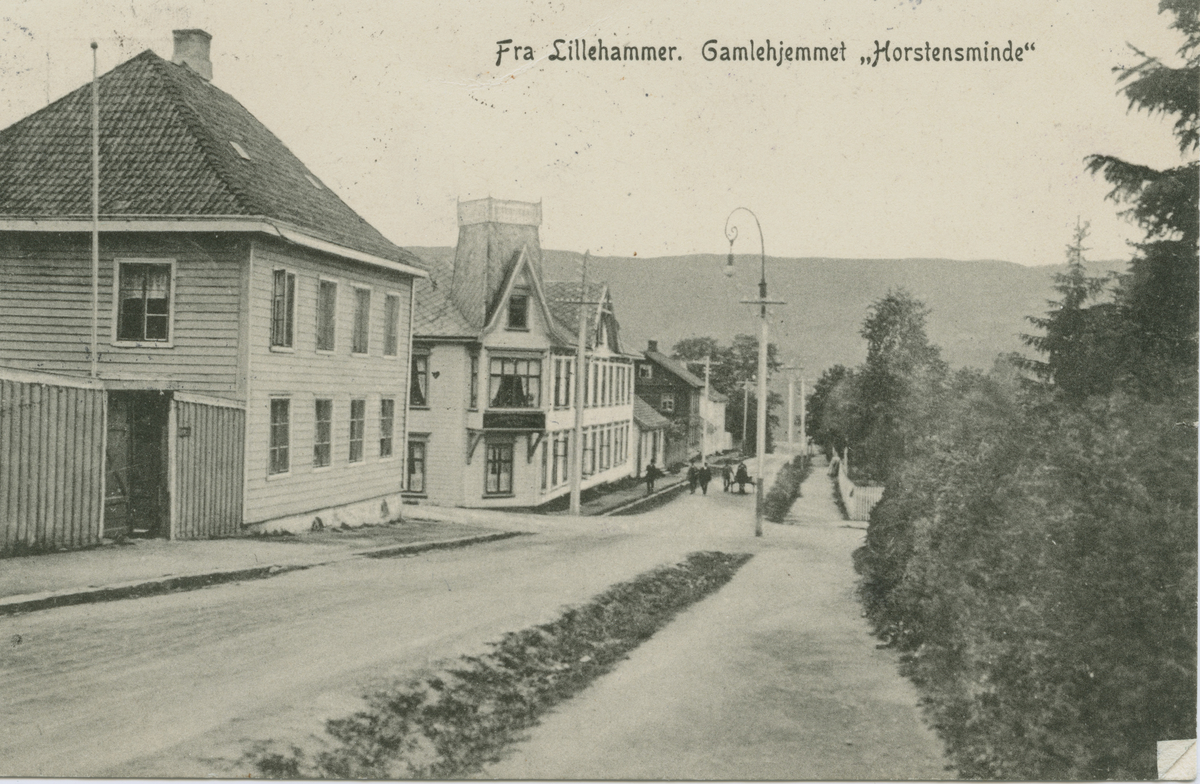Repro: Horsters Minde,  Lumholtzgården, Mathiesens gate, postkort, fram og bakside.