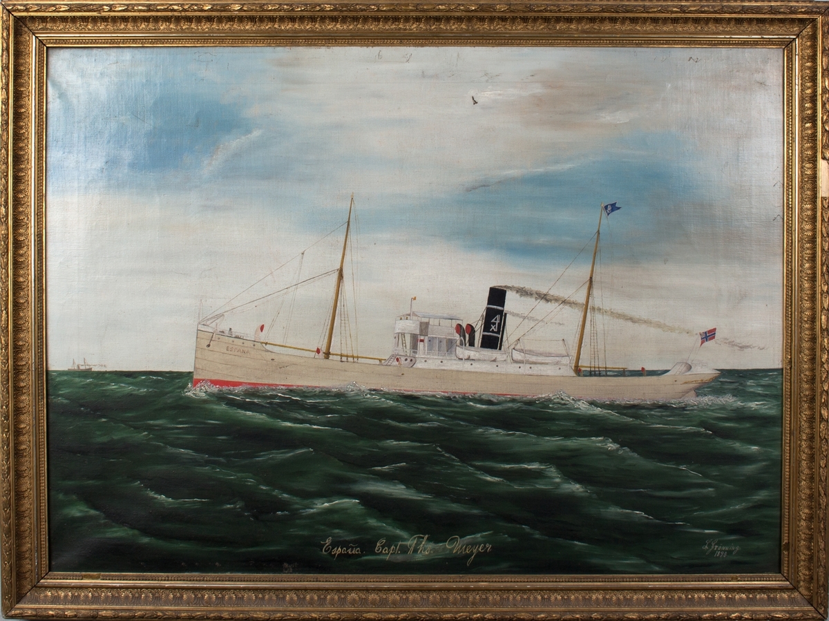 Skipsportrett av DS ESPANA under fart i åpen sjø.