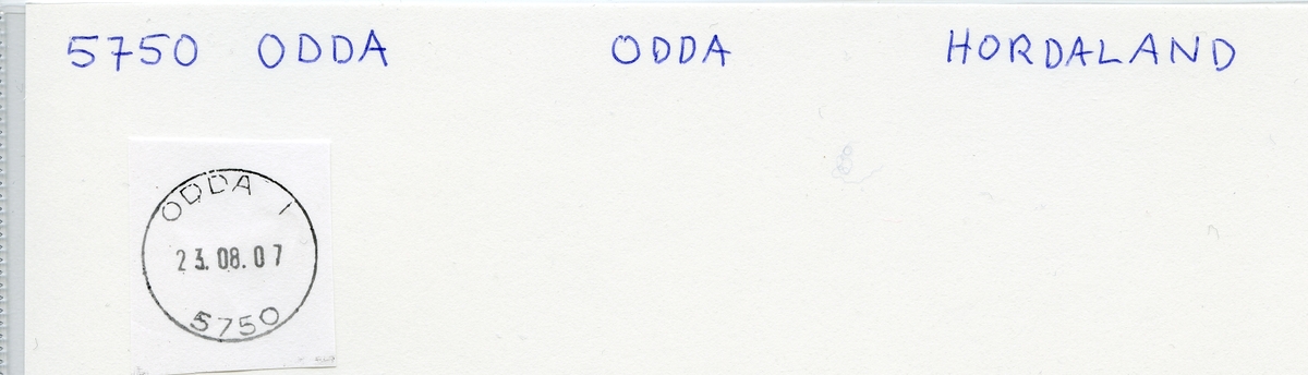 Stempelkatalog  5750 Odda, Odda kommune, Hordaland