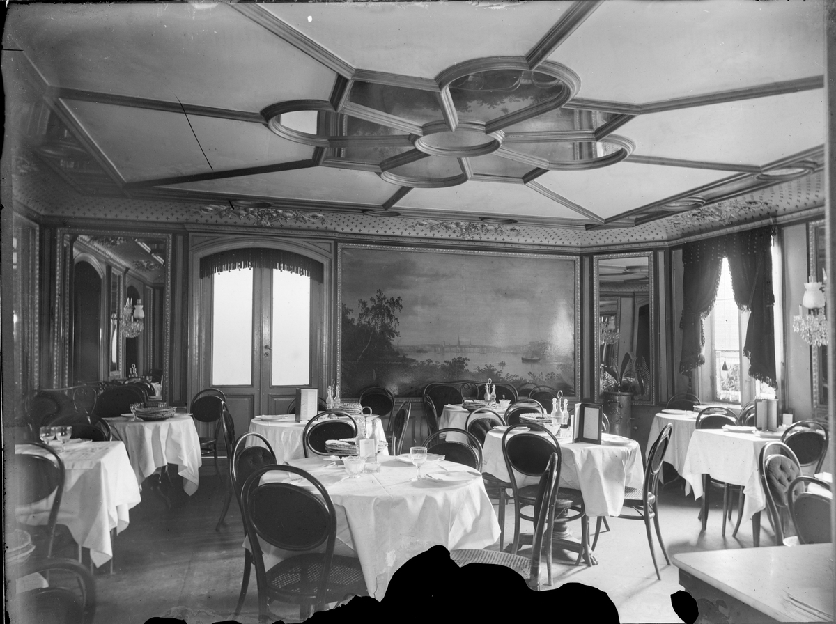 Matsalen i restaurang Rullan, Kungsgatan, Uppsala 1896
