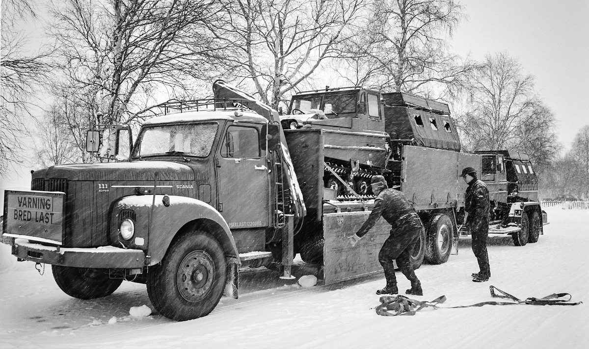 Nu återstår endast lastning av bandvagnarna, sen rullar vi tillbaka till Motorskolans vinterövningsplats i Sveg.
