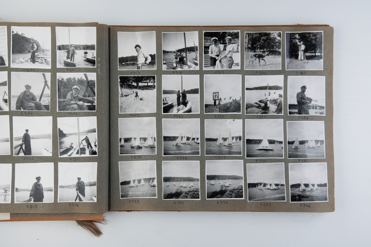 Album med fotografier av sportsseilere og miljøet omkring dem 1951-1953. Fotografert av Grethe Bruu. Album nr. 2.