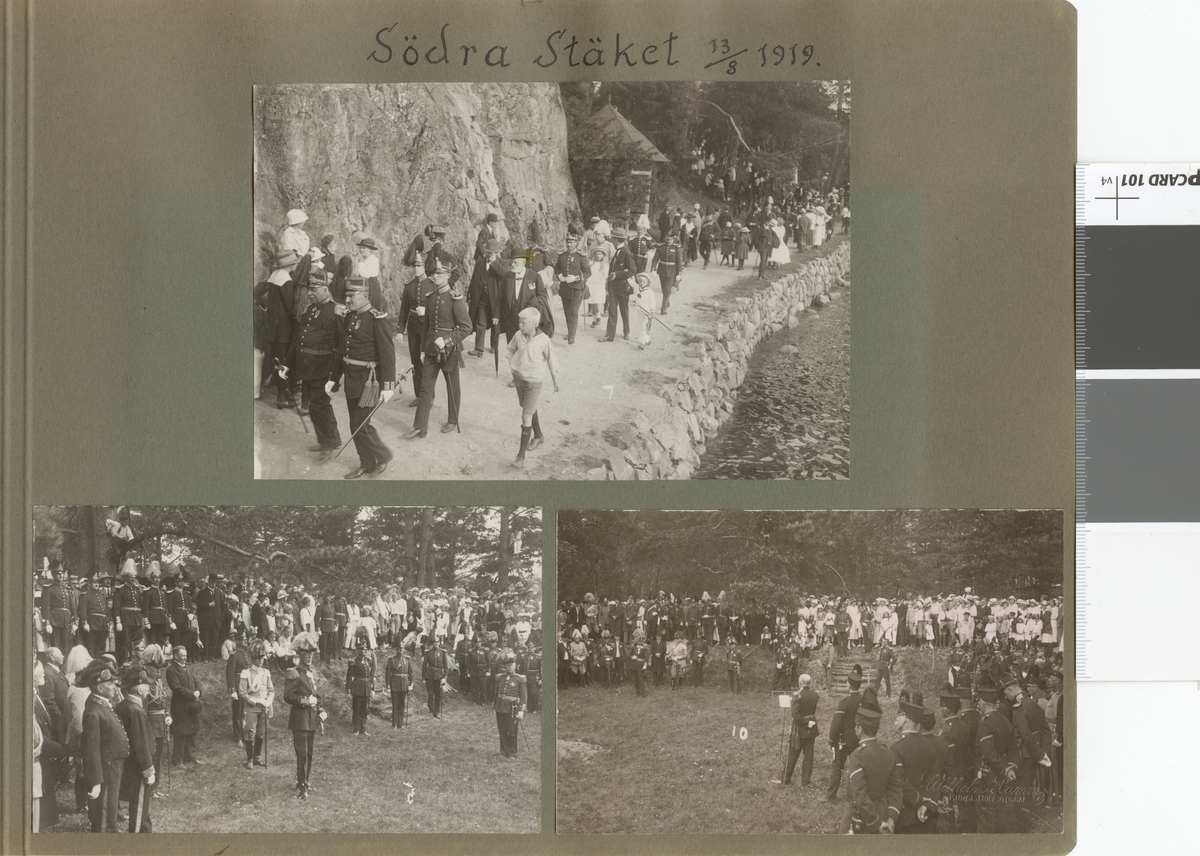 Text i fotoalbum: "Södra stäket 13.8.1919". Högtid för minnet av slaget vid Södra Stäket 13.8.1719.