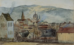 Utsikt fra Rosenborg løkke mot øst [akvarell]