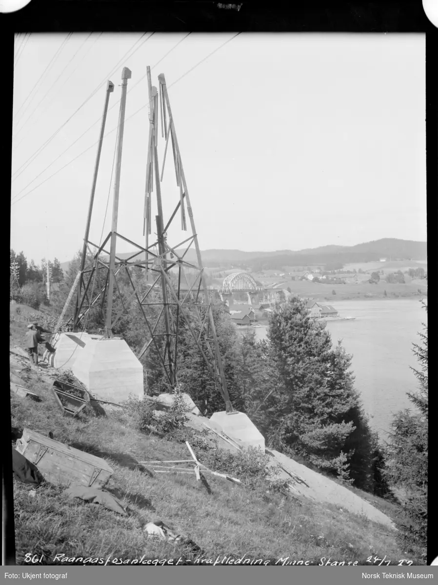 Rånåsfoss kraftverk 1918-1930. Kraftledning Minne-Stange