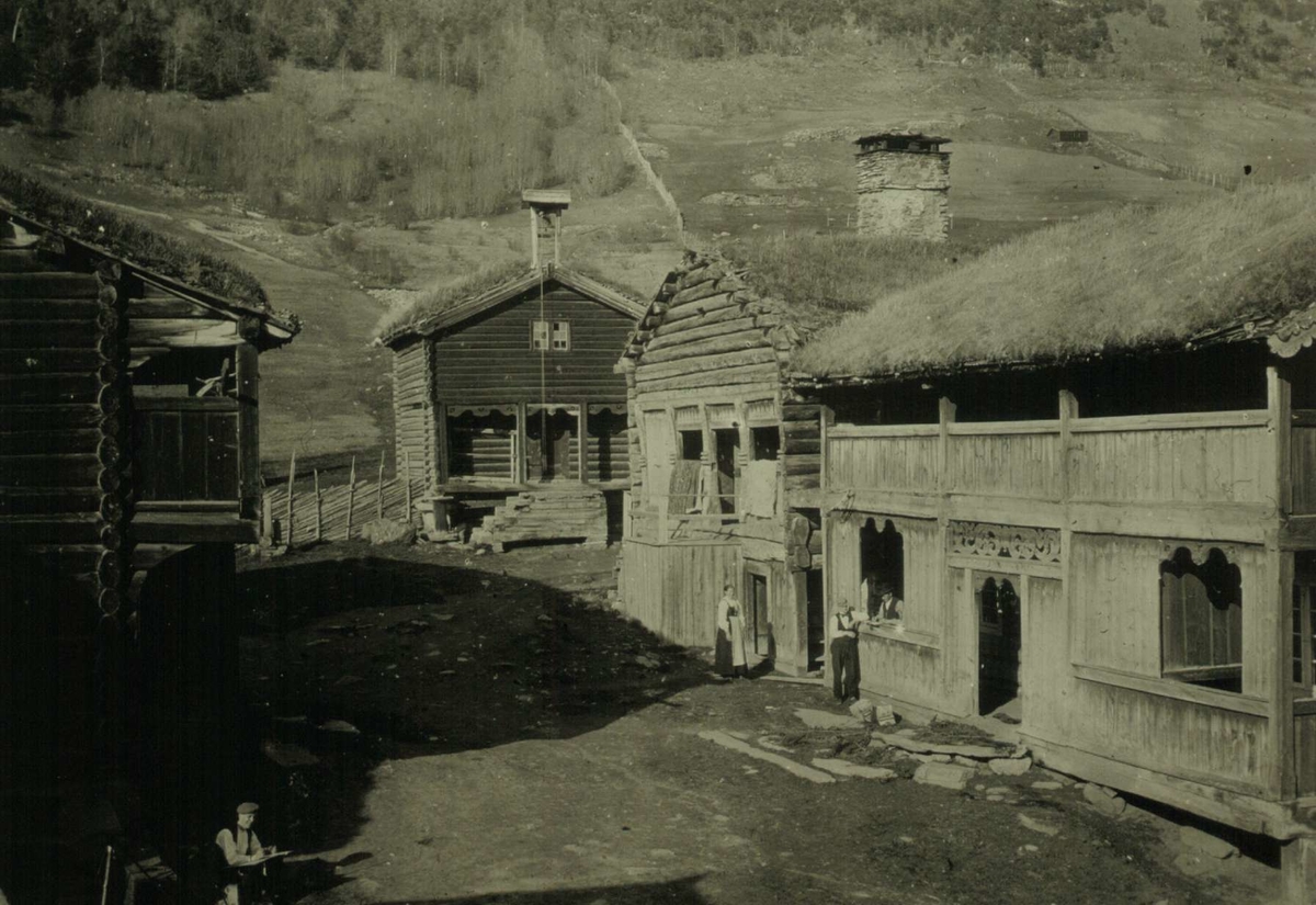 Repro, Bjørnstad i Vågå 1898, inntun, hus, stabbur: Inntunet, antakelig sett fra taket på Våronnlyua.
