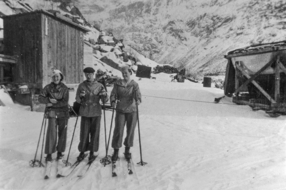 Venner på skitur i Skjeggedal